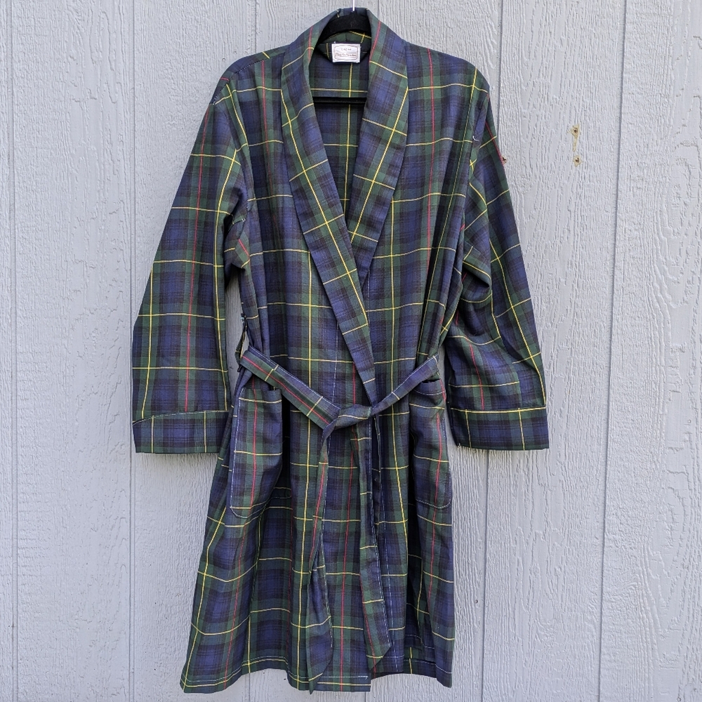 Vintage Sears The Men's‎ Store Plaid Housecoat Large 42-44